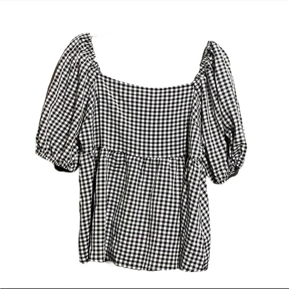 Nasty Gal Gingham Print Puff Sleeve Top Size 14 - Picture 3 of 9